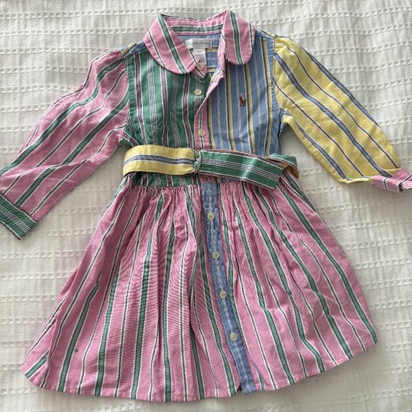 [NWOT] Polo Ralph Lauren Belted Cotton Oxford Fun Shirtdress - Size 12 Months - Picture 5 of 9